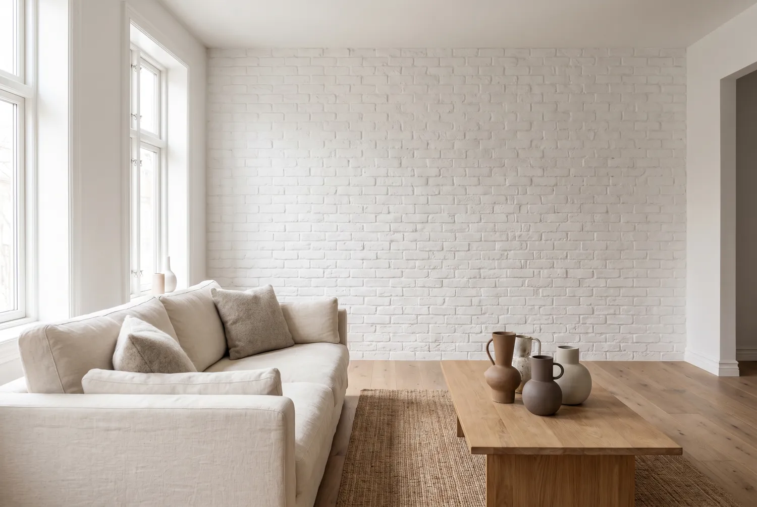 Living · white brick — flexible ceramic
