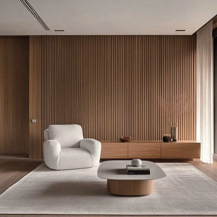 Flexible stone in a living room — flagship soft stone